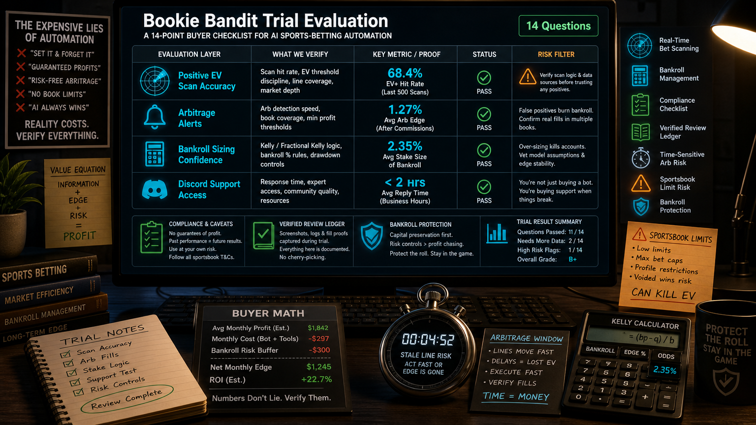 Betting Bot Trial Checklist: 14 Questions Before You Connect Accounts Seven-Day Test Plan infographic