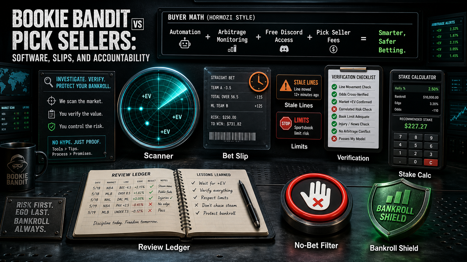 Bookie Bandit vs Pick Sellers: Software, Slips, and Accountability Fit Matrix infographic
