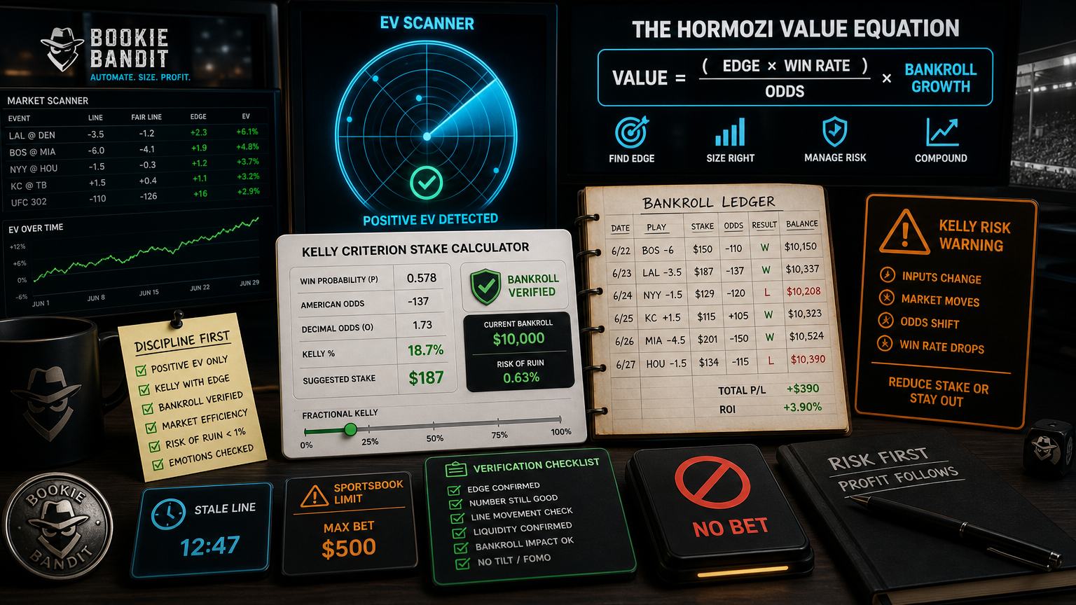 Kelly Criterion Bankroll Sizing: Useful Guardrail or False Comfort? What Bookie Bandit Actually Is infographic
