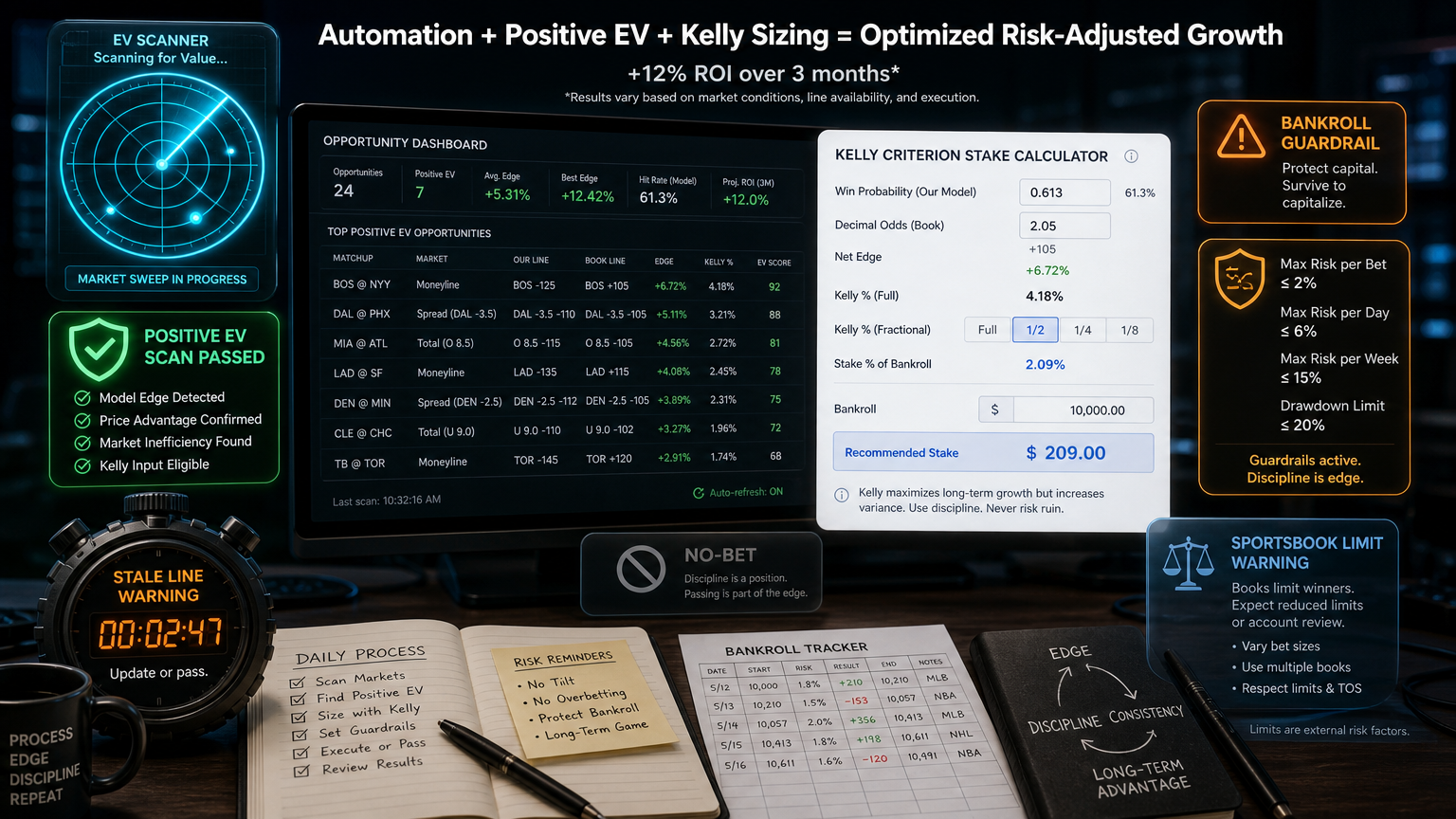 Kelly Criterion Bankroll Sizing: Useful Guardrail or False Comfort? Fit Matrix infographic