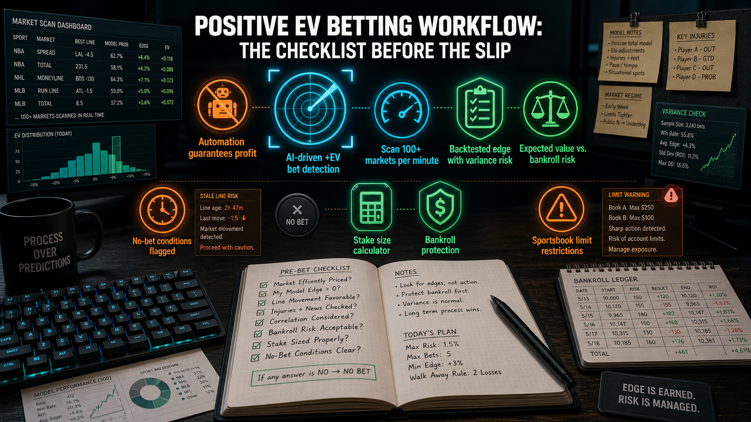 Positive EV Betting Workflow: The Checklist Before the Slip Final Verdict infographic