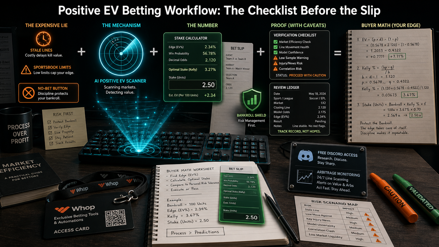 Positive EV Betting Workflow: The Checklist Before the Slip Where The Tool Can Help infographic