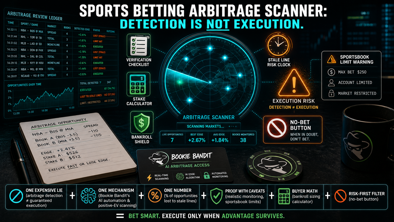 Sports Betting Arbitrage Scanner: Detection Is Not Execution Final Verdict infographic