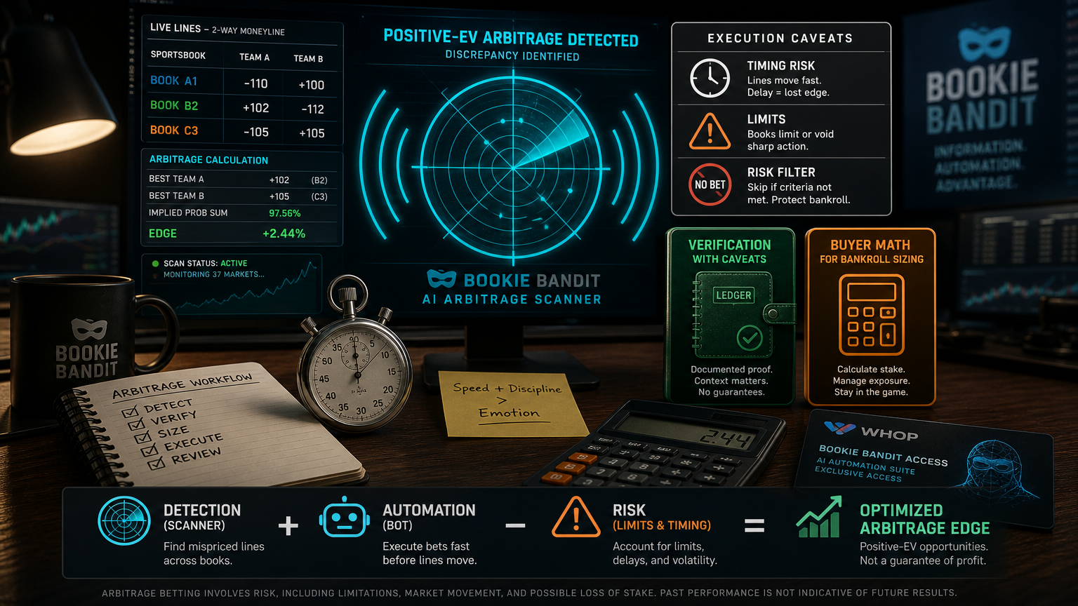 Sports Betting Arbitrage Scanner: Detection Is Not Execution Fit Matrix infographic